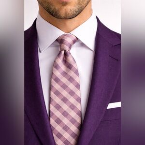 Michael Kors Silk Blend Plaid Tie – Blush Mauve & Taupe | NWT